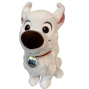 BOLT Disney Store Plush White Shepherd Dog Red Collar Lightning Bolt 13" Toy Kid